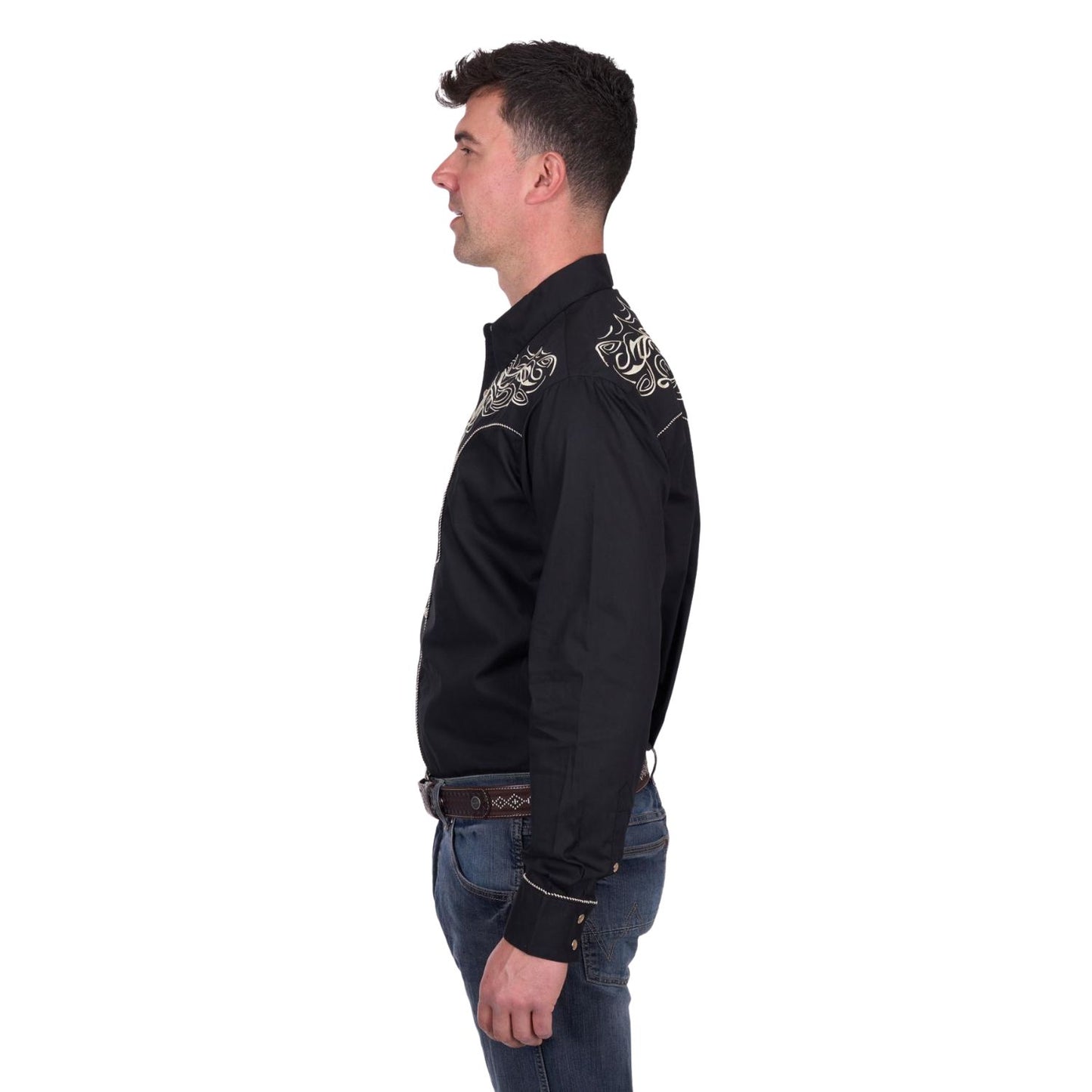 Wrangler Men's Carlos Embroidered L/S Shirt - Black