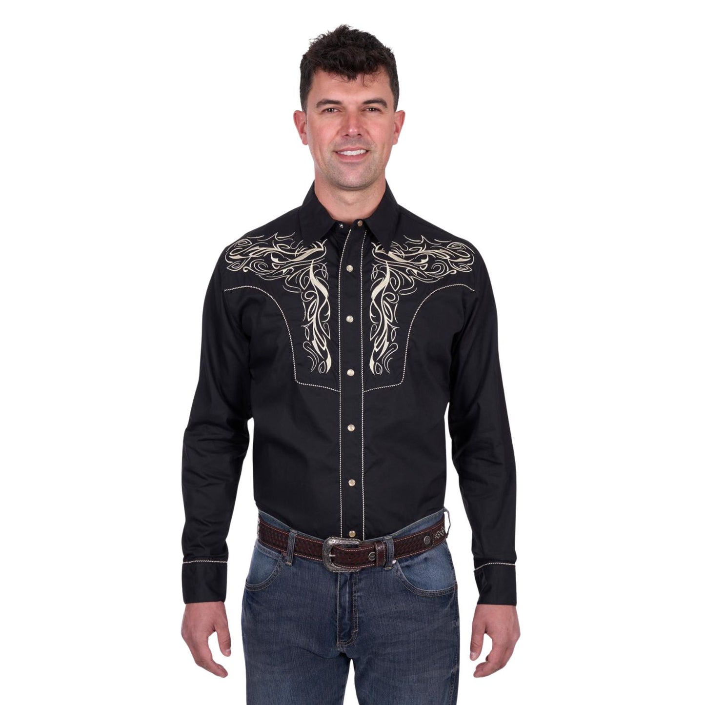 Wrangler Men's Carlos Embroidered L/S Shirt - Black
