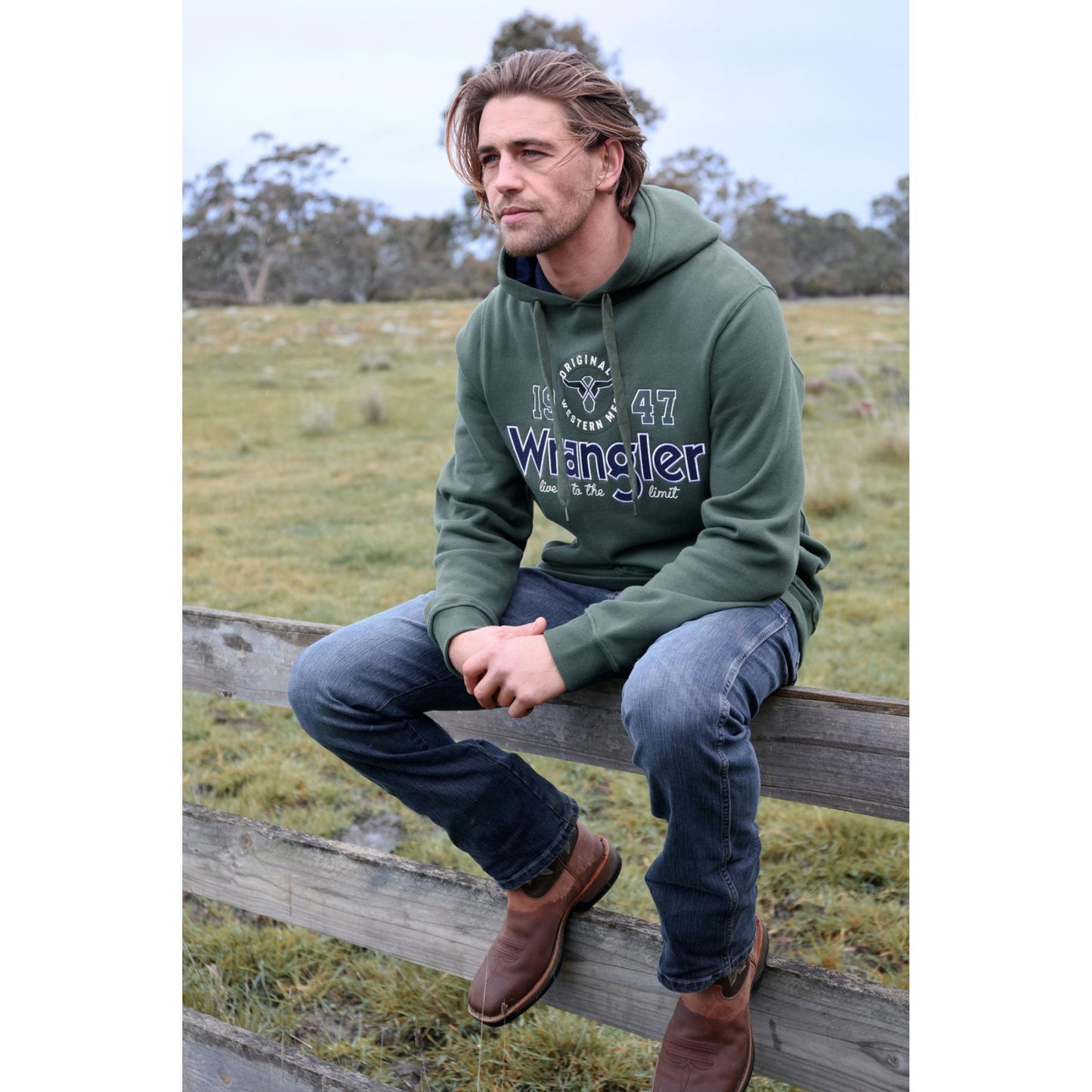 Wrangler Mens Glen Hoodie - Cypress