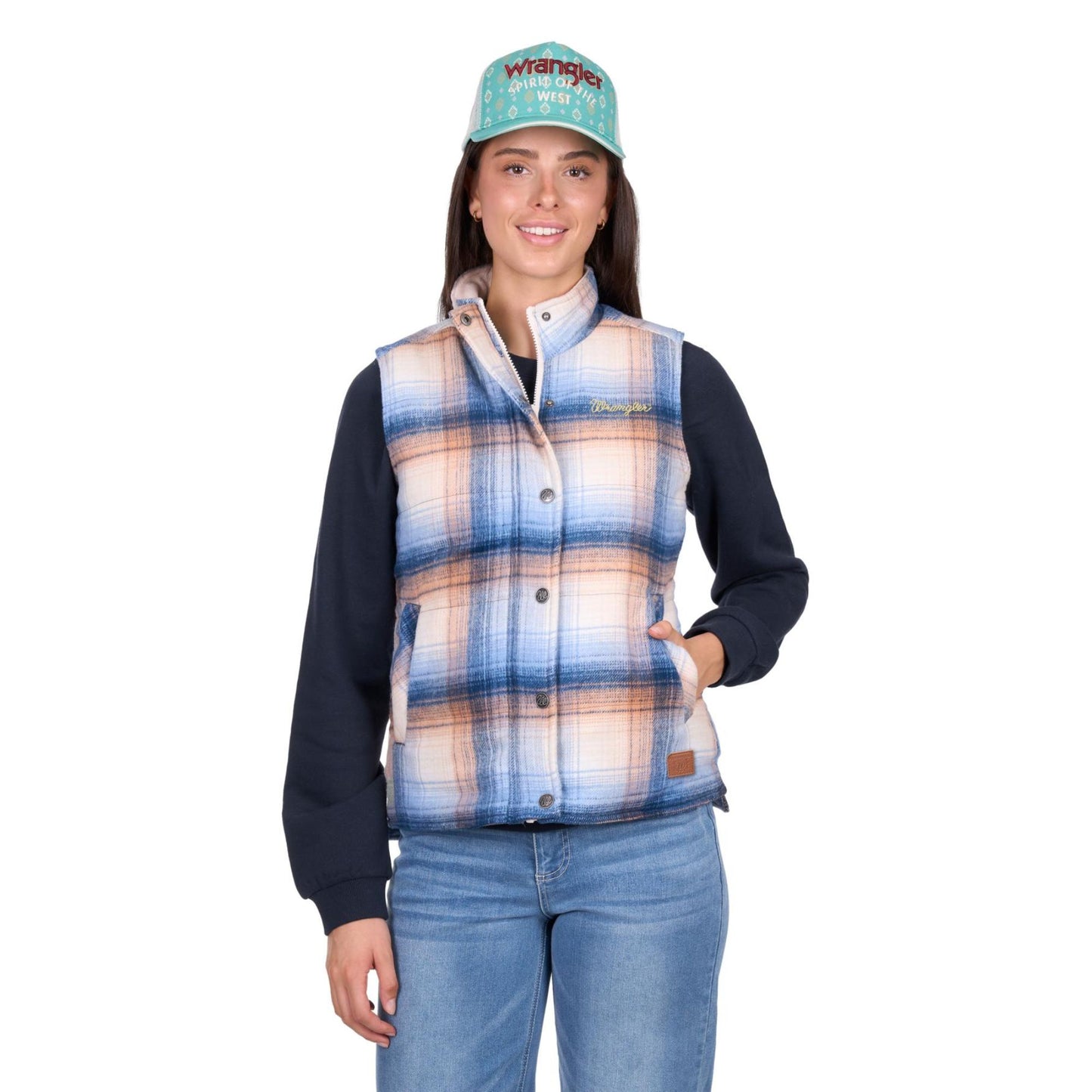 Wrangler Womens Darla Vest - Blue/Clay