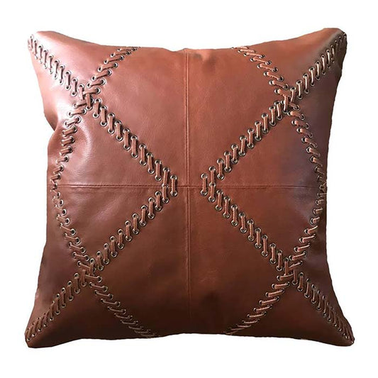 Aurelius Leather Crop Pattern Lounge Cushion