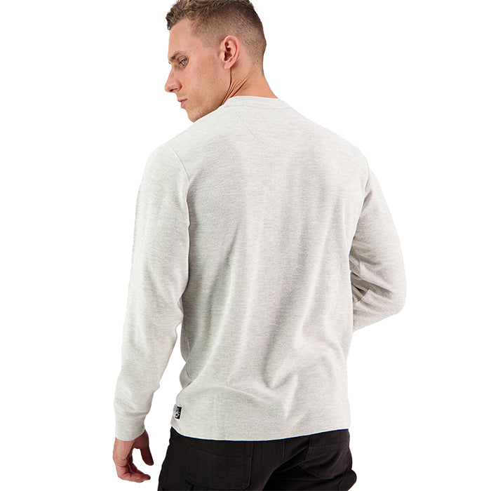 Swanndri Men's Oxford Long Sleeve Henley - Light Grey Marle