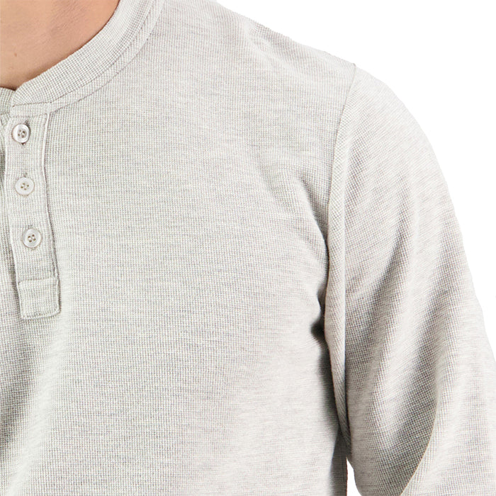 Swanndri Men's Oxford Long Sleeve Henley - Light Grey Marle
