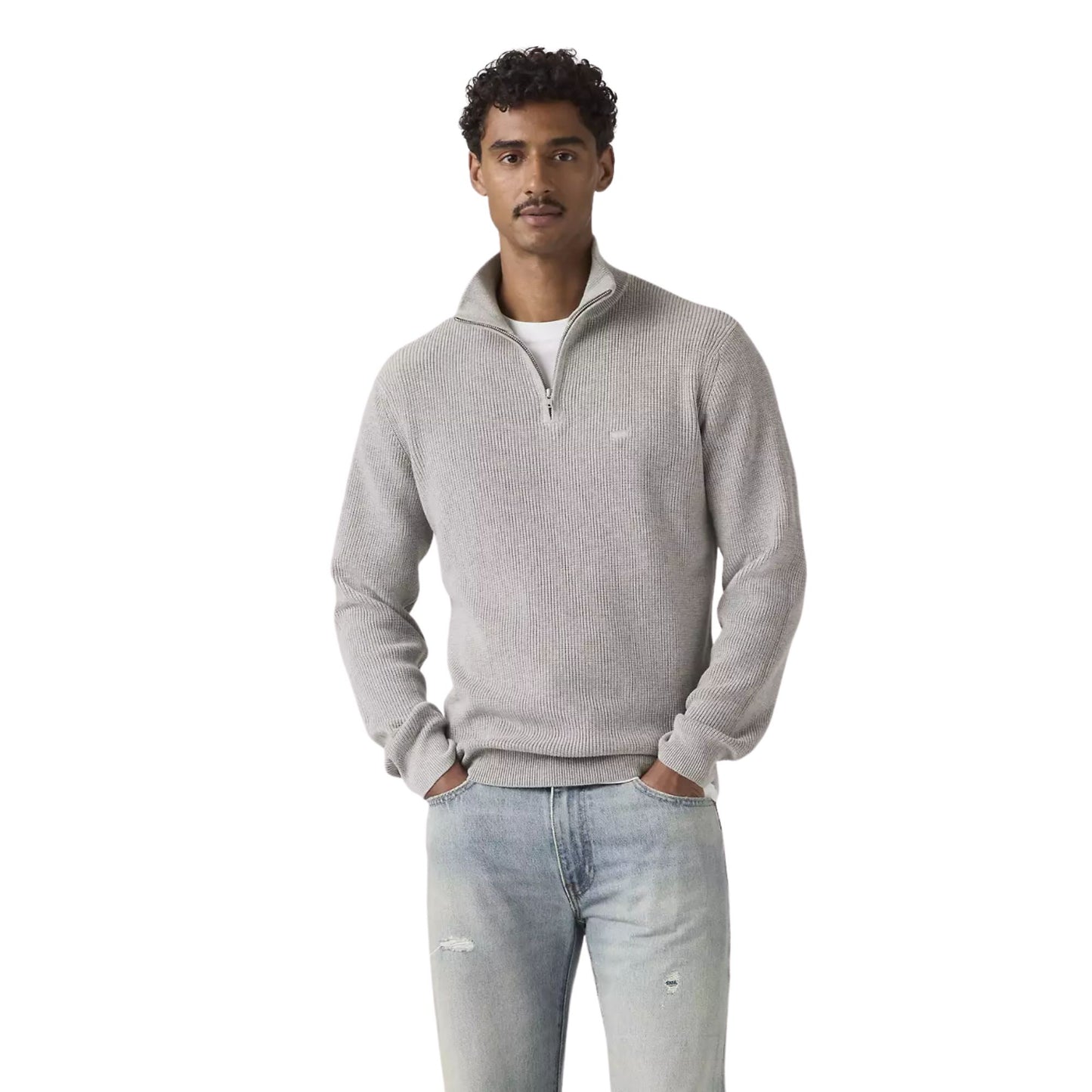 Levi's Men's HM Quarter Zip Sweater - Mid Grey Heather