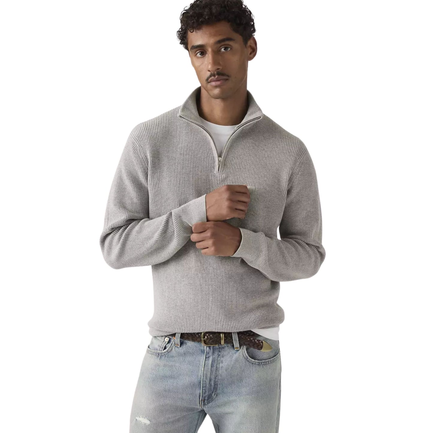 Levi's Men's HM Quarter Zip Sweater - Mid Grey Heather