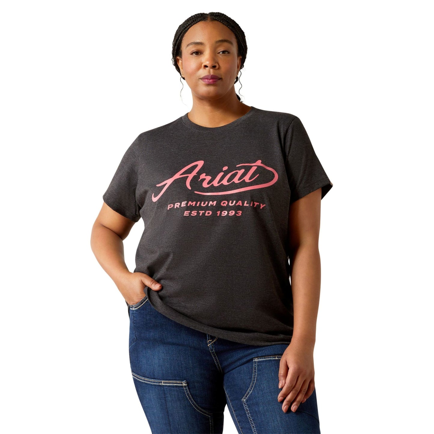 Ariat Women's Rebar Cotton Strong Worldwide S/S Tee - Charcoal Heather