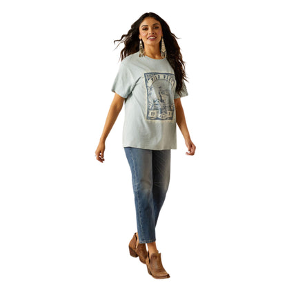 Ariat Women's Wild West Stamp S/S Tee -  Bleached Blue
