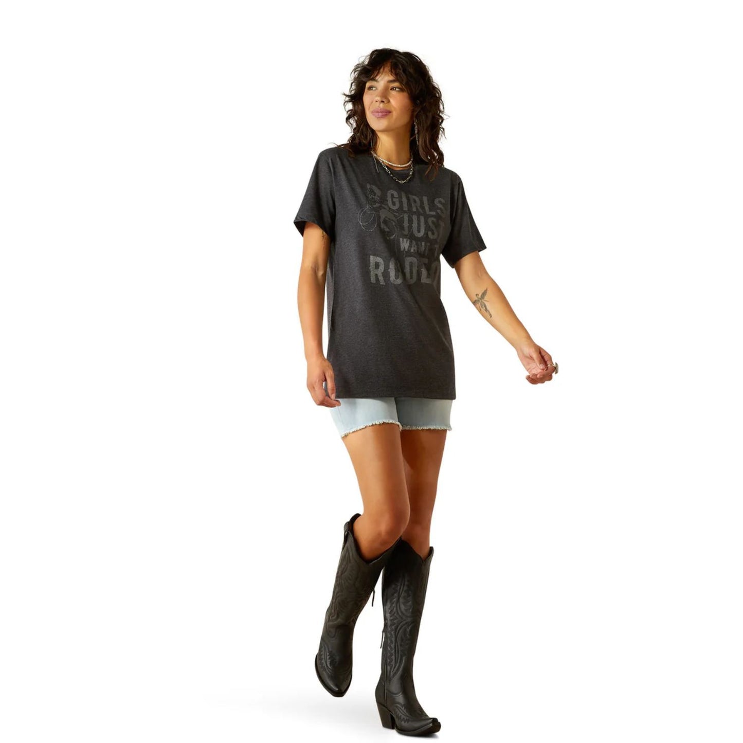 Ariat Women's Rodeo Girls S/S Tee - Charcoal Heather
