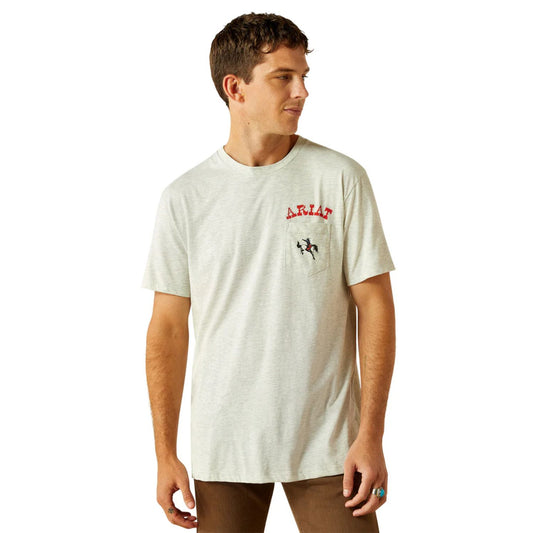 Ariat Men's Bronc Pocket S/S Tee - Oatmeal Heather