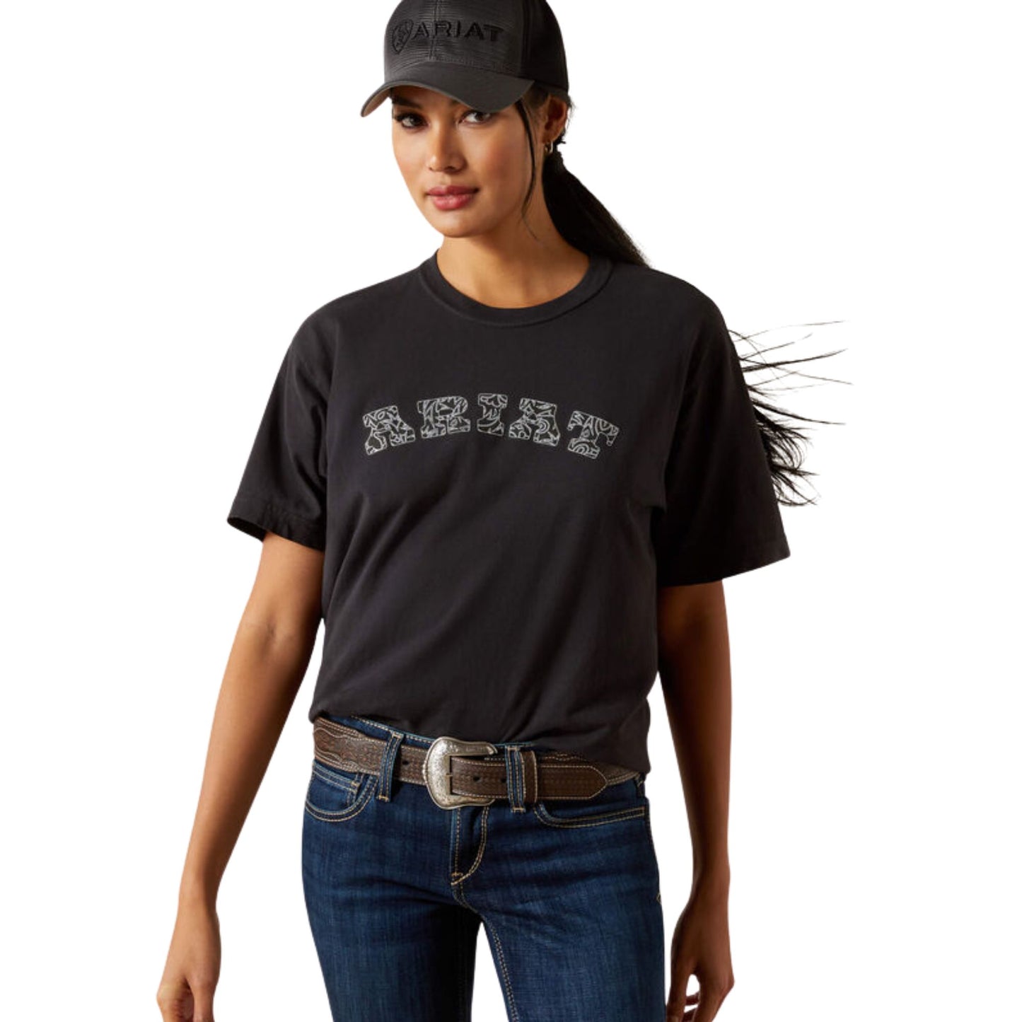 Ariat Women's Boot Stitch Logo S/S Tee -Vintage Black