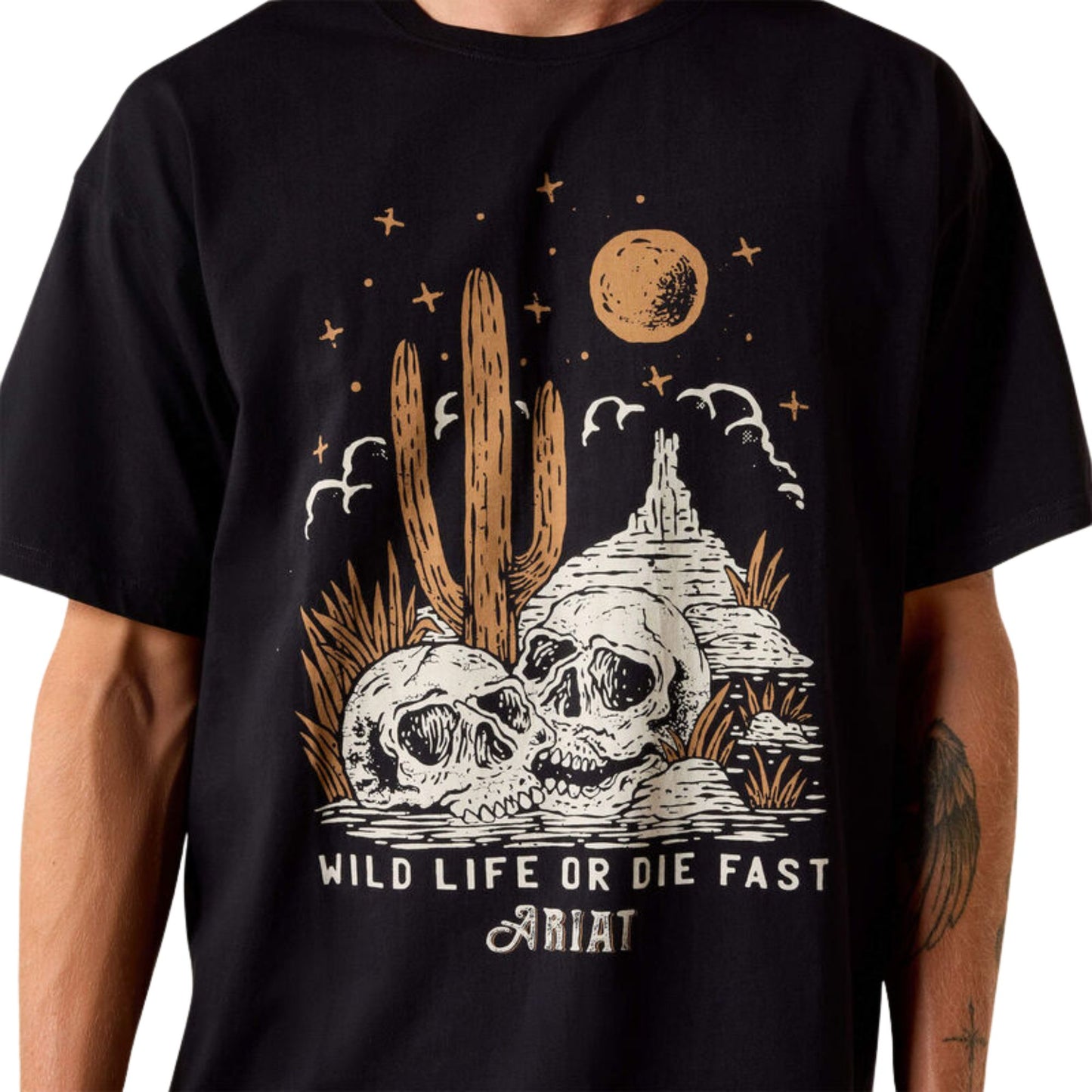 Ariat Mens Wild Life Boxy S/S Tee - Washed Black