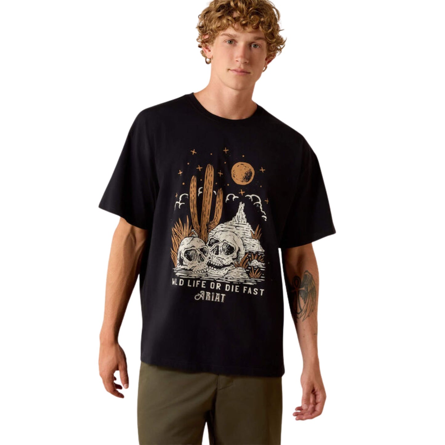 Ariat Mens Wild Life Boxy S/S Tee - Washed Black