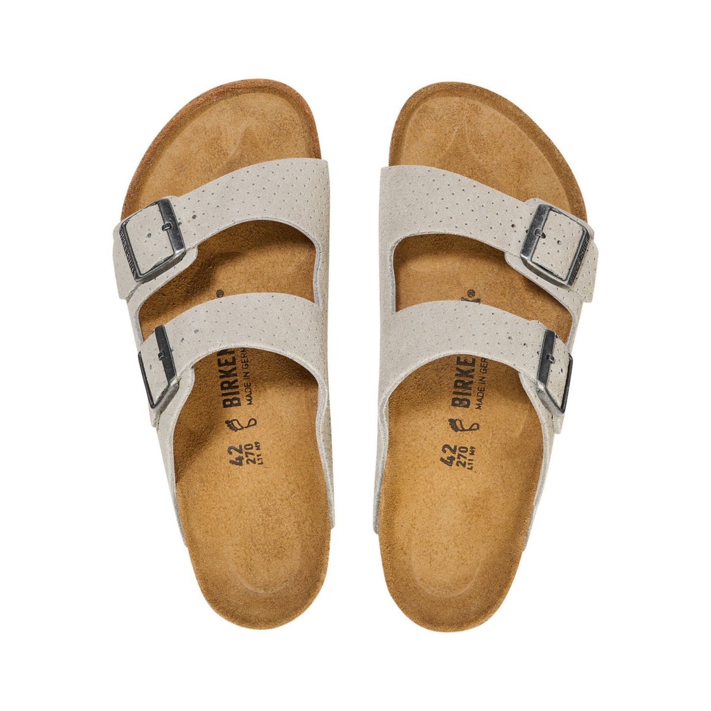 Birkenstock Arizona  Coin Embossed Suede Leather Regular - Stone