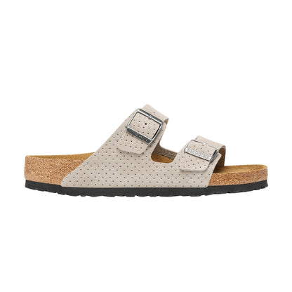 Birkenstock Arizona  Coin Embossed Suede Leather Regular - Stone