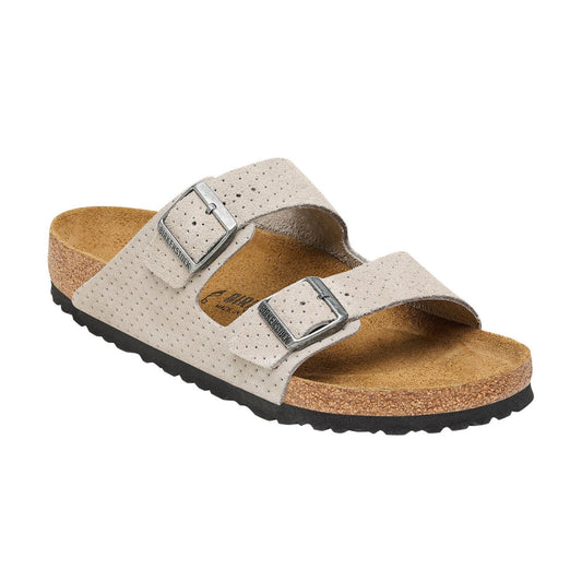 Birkenstock Arizona  Coin Embossed Suede Leather Regular - Stone