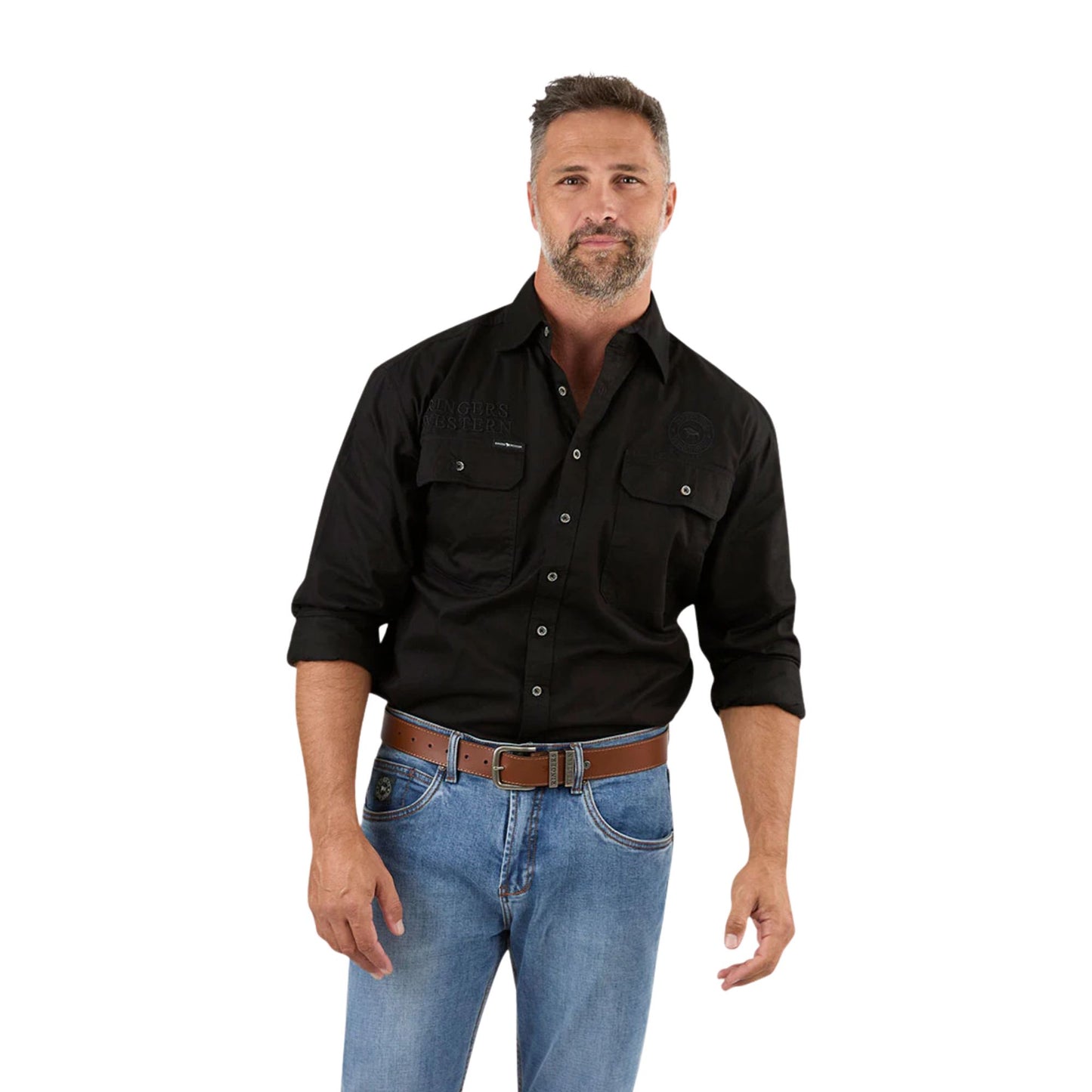 Ringers Western Hawkeye Men's Full Button Work Shirt - Black