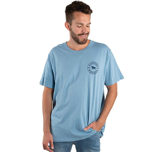 Ringers Western Signature Bull Men's Loose Fit T-Shirt - Carolina Blue/Navy