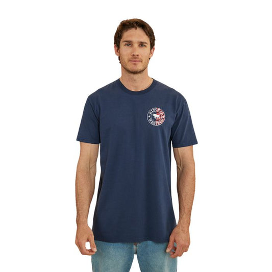 Ringers Western Signature Bull Flag Men's  Stock Fit T-Shirt - Navy