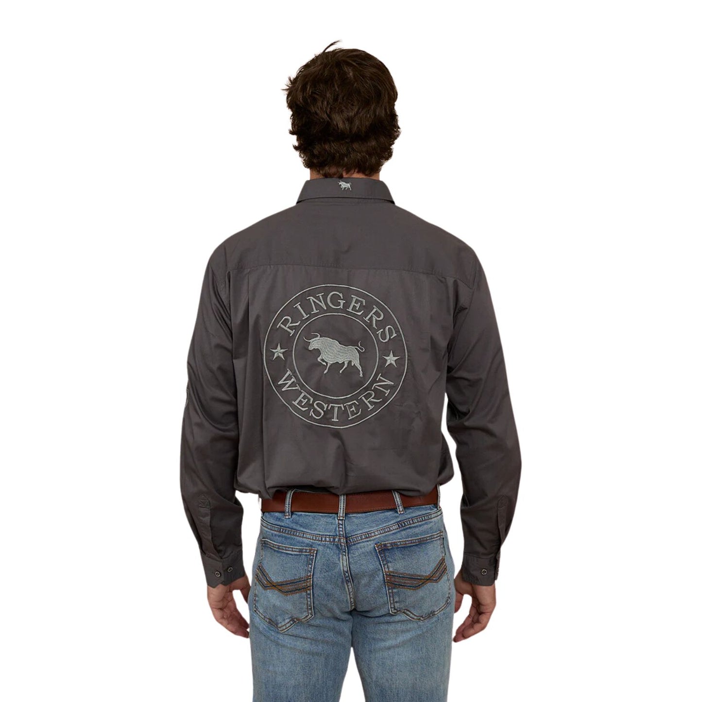Ringers Western Hawkeye Men's Half Button Work Shirt - Magnum/Ultimate Grey