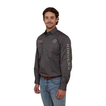 Ringers Western Hawkeye Men's Half Button Work Shirt - Magnum/Ultimate Grey