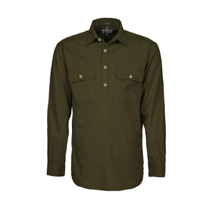 Pilbara Men's Shirt Closed Front L/S Shirts - Dark Colours