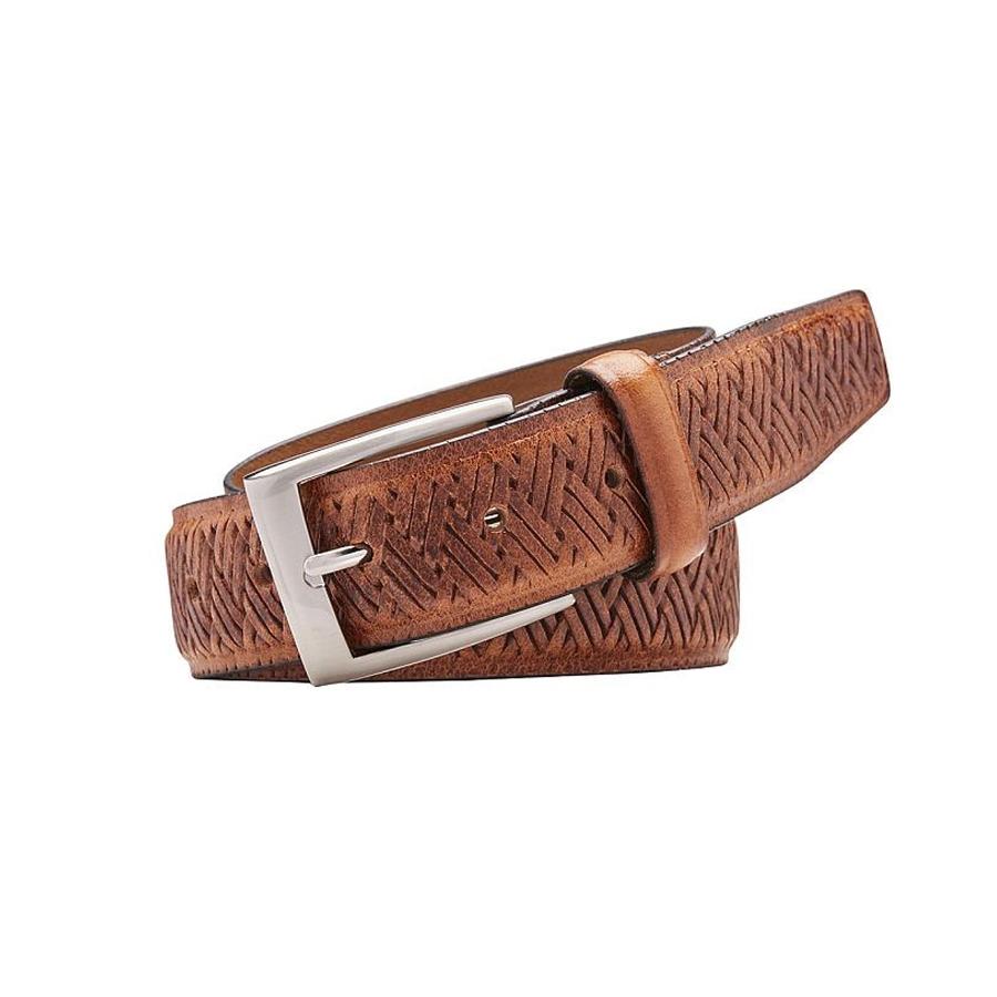 Buckle Cabana Australian Made Embossed Leather Belt - Cognac