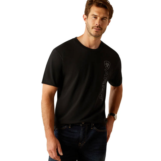 Ariat Men's Vertical Logo T-Shirt - Black/Ebony Black