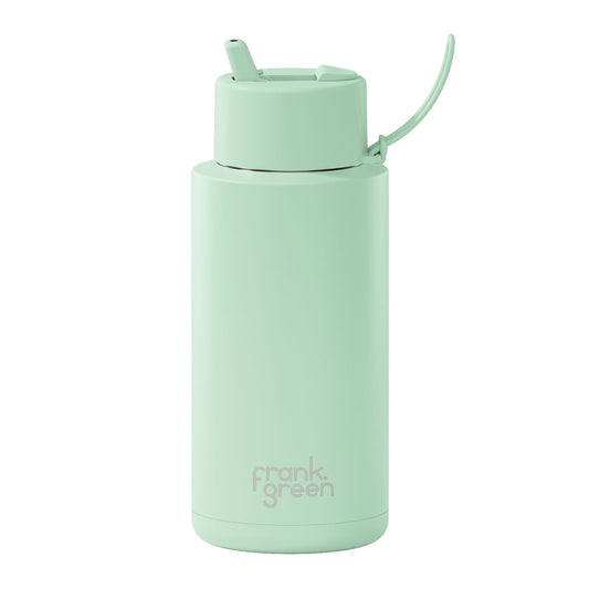 Frank Green 34oz Stainless Steel Ceramic Reusable Bottle with Flip Straw Lid - Mint Gelato