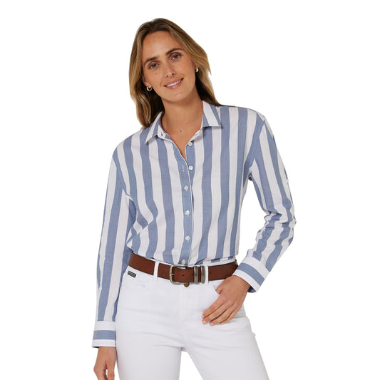 Pilbara Women's Jacquelin Classic Cotton Shirt - Chambray/White