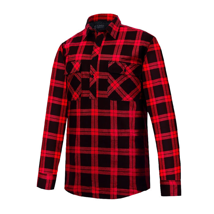 Pilbara Men's Closed Front Flannelette Shirt - Red/Black