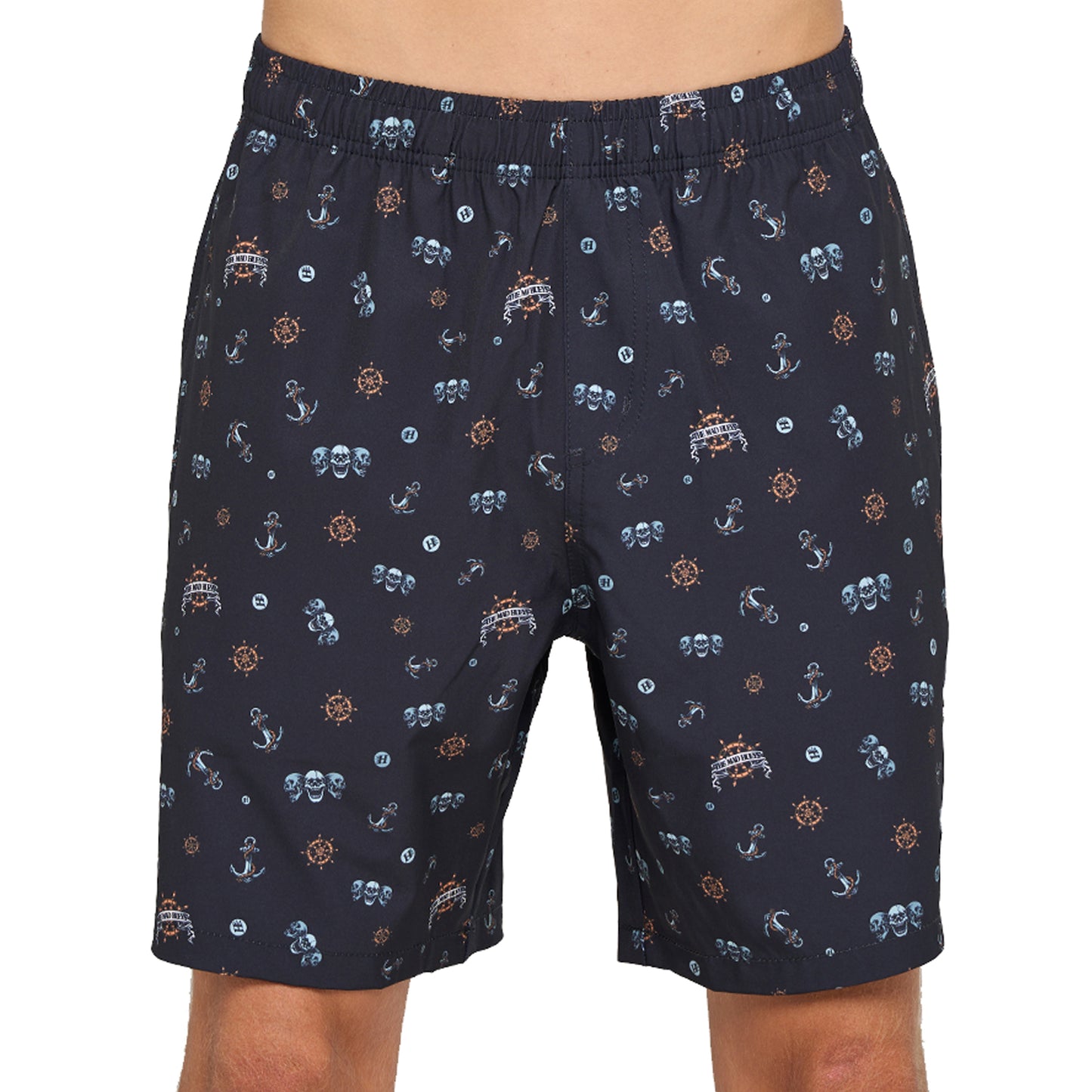 The Mad Hueys Triple Anchor 18" Swim Volley Short - Black