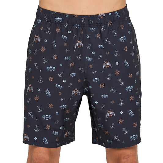 The Mad Hueys Triple Anchor 18" Swim Volley Short - Black