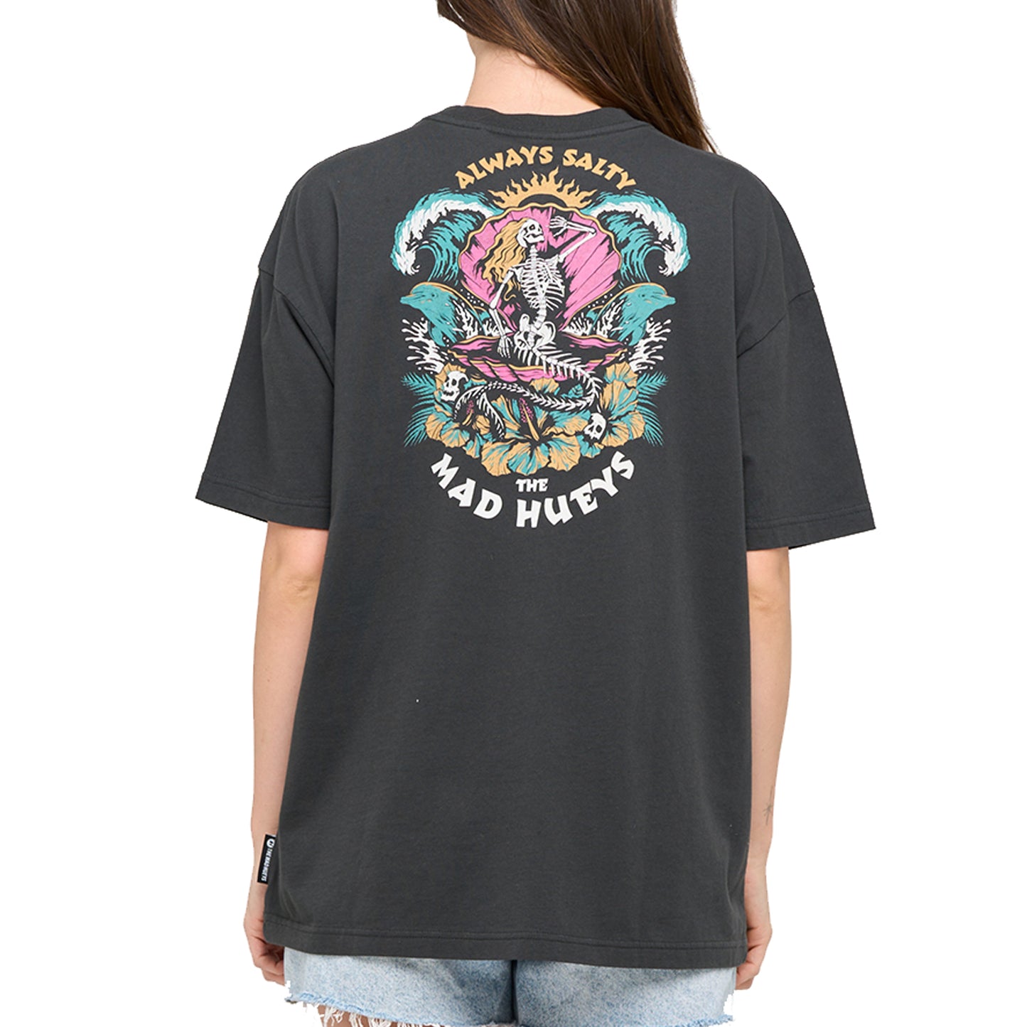 The Mad Hueys Women's Always Salty Oversized Tee - Vintage Black