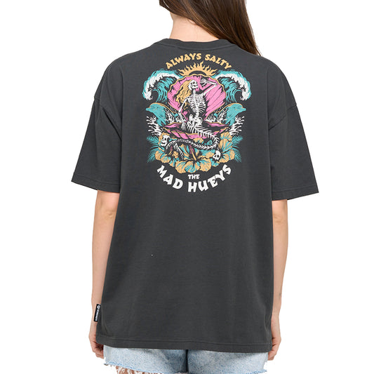 The Mad Hueys Women's Always Salty Oversized Tee - Vintage Black