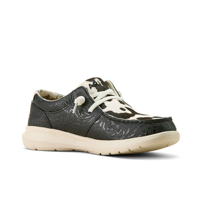 Ariat Women's Hilo Shoe - Black Floral Emboss/Black and White Hair On
