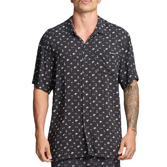 The Mad Hueys Anchor Bones Woven Shirt - Black