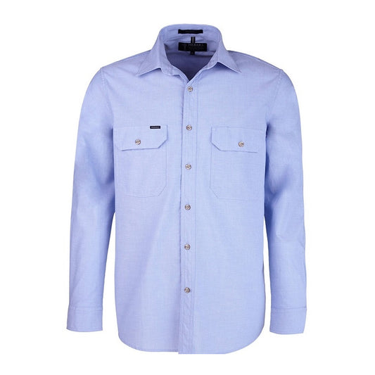 Pilbara Men's Chambray L/S Shirt - Chambray Blue