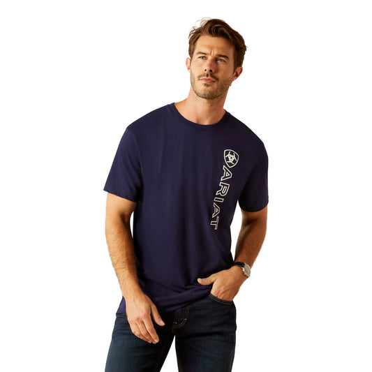 Ariat Men's Vertical Logo T-Shirt - Classic Blue/White