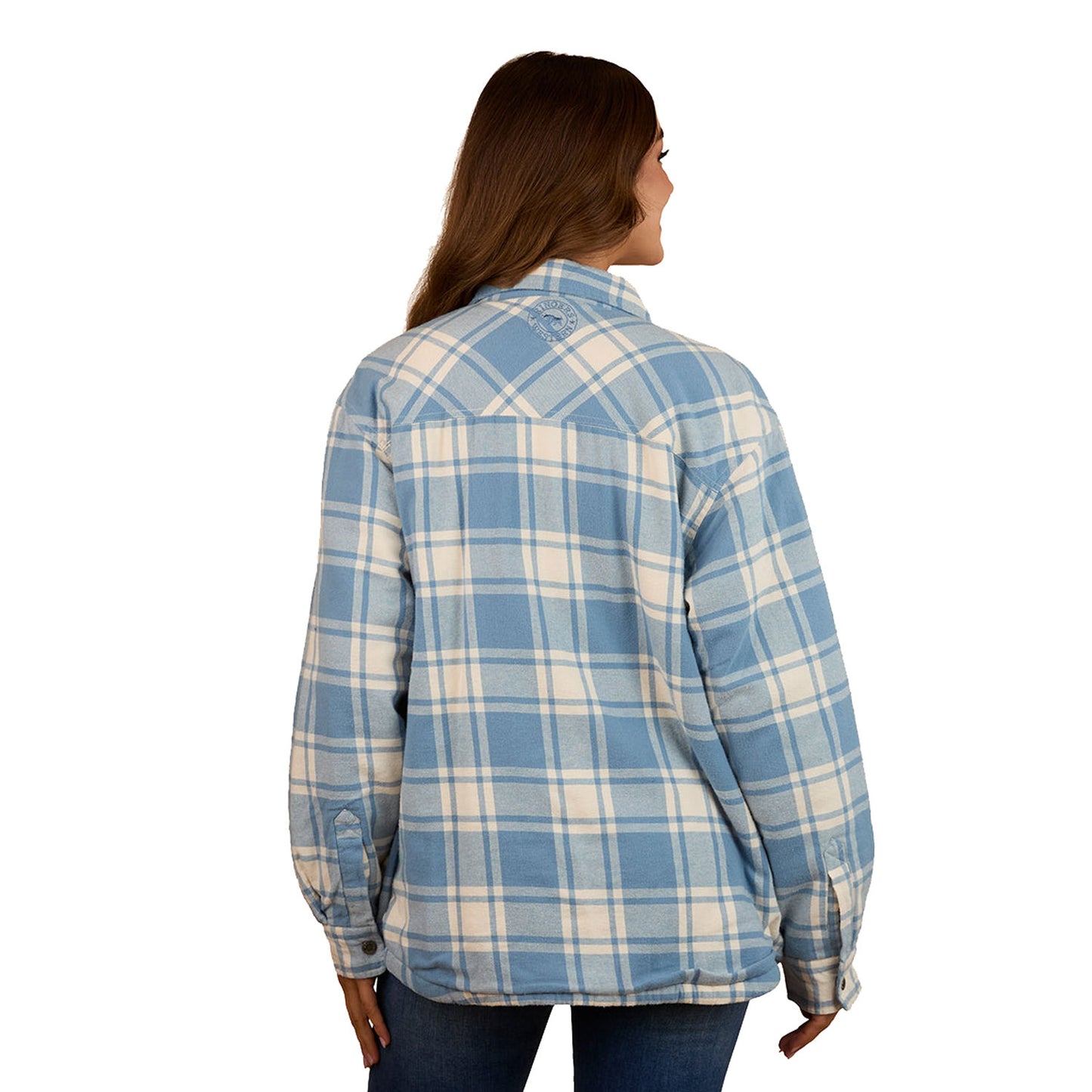 Ringers Western Sadie Womens Sherpa Flannel - Faded Denim/Off White