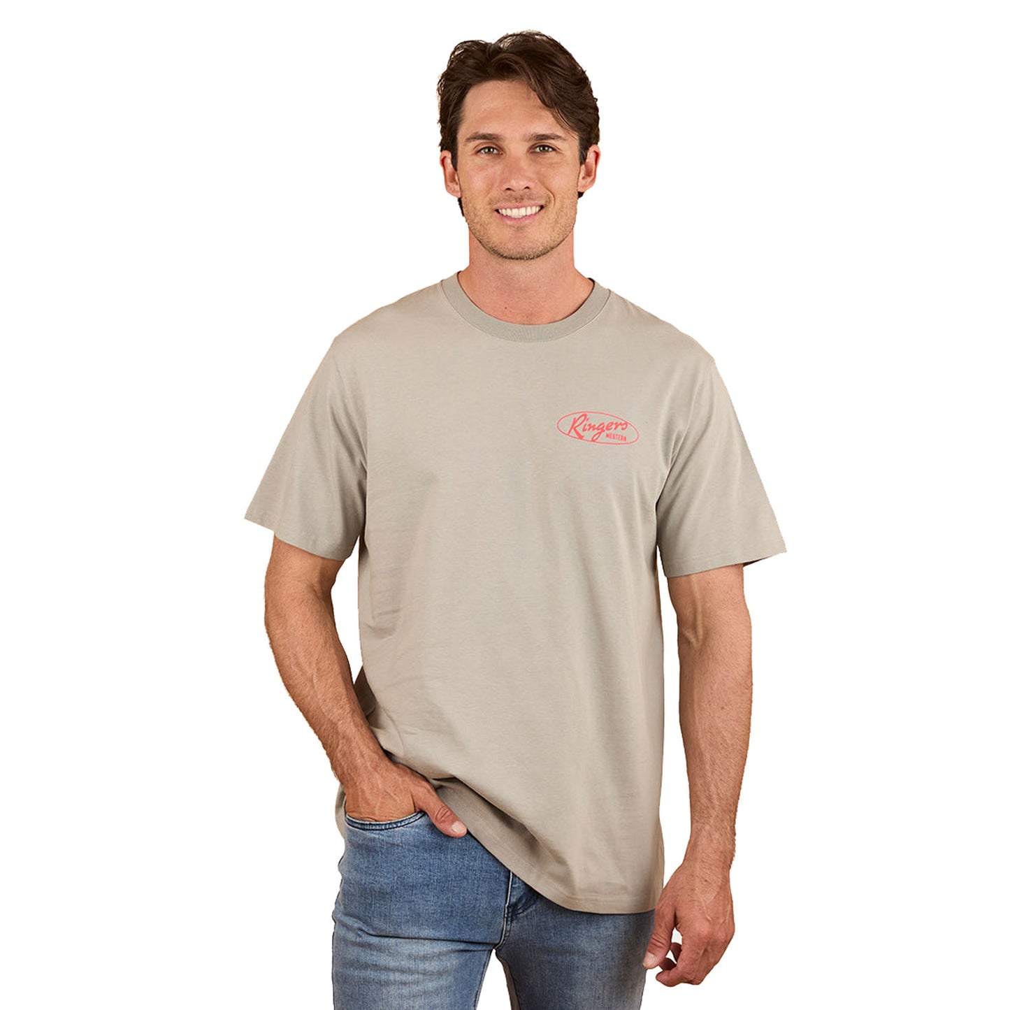 Ringers Western Men's Mud Sweat Beers Loose Fit T-Shirt - Cement