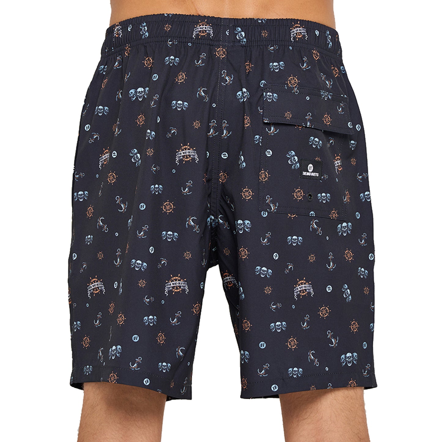 The Mad Hueys Triple Anchor 18" Swim Volley Short - Black