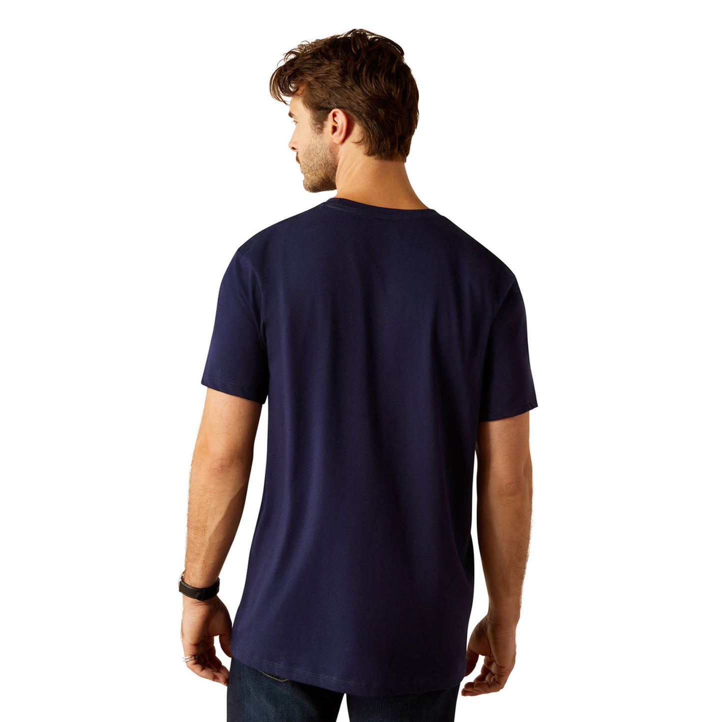 Ariat Men's Vertical Logo T-Shirt - Classic Blue/White