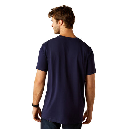 Ariat Men's Vertical Logo T-Shirt - Classic Blue/White