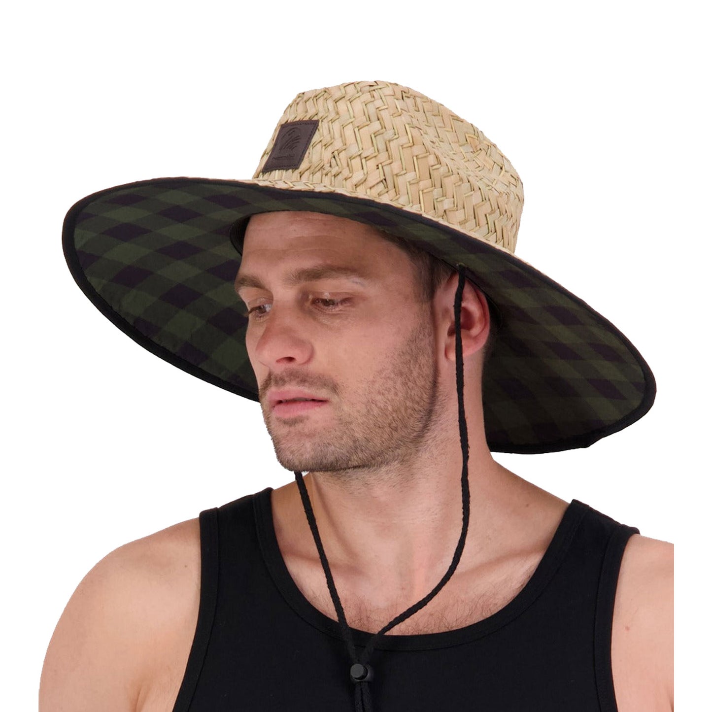 Swanndri Whangamata V2 Straw Hat - Olive/Black Check