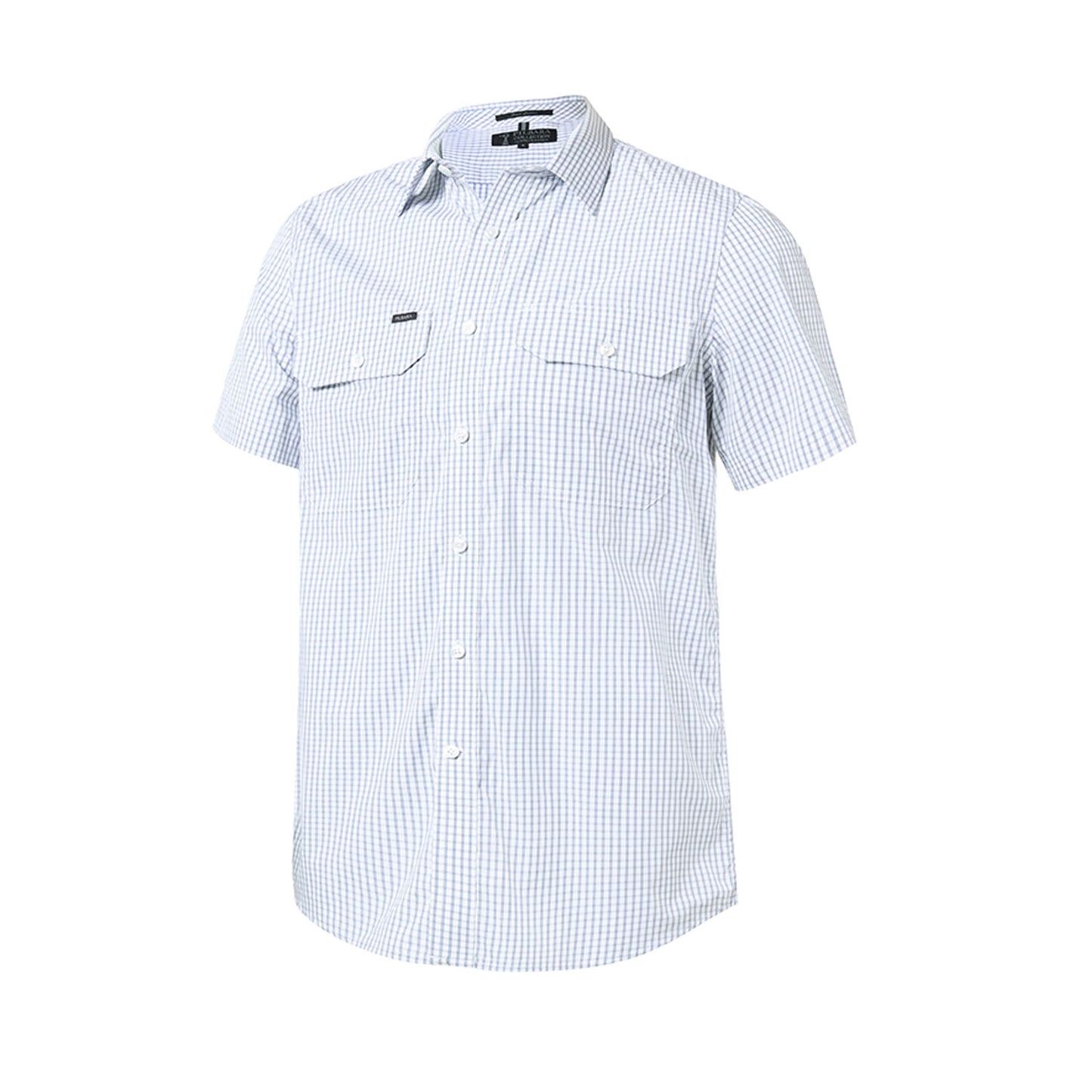 Pilbara Men's Y/D Check Dual Pocket S/S Shirt - Diesel/White Check