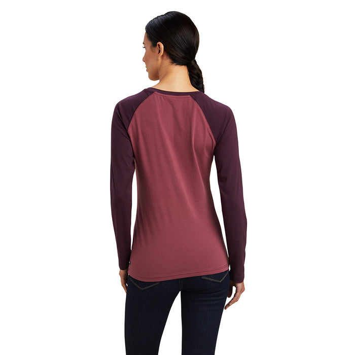 Ariat Women's Varsity Tee - Mulberry/Nostalgia Pink