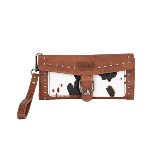 Wrangler Cow Print Wallet - Dark Tan