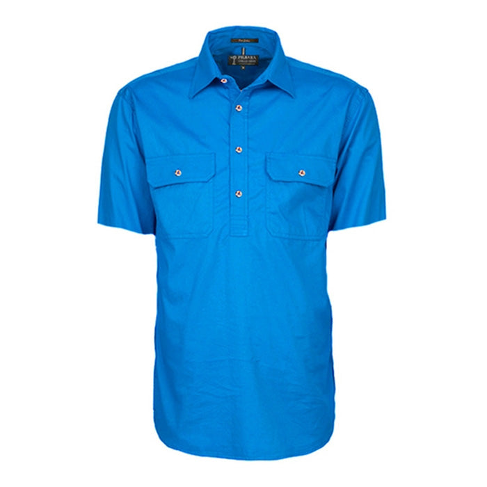 Pilbara Men's Shirt Closed Front S/S Shirts - Light Blue