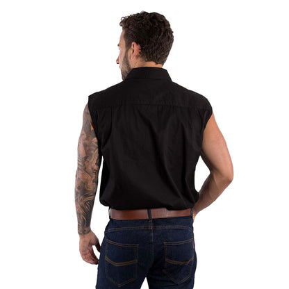 Ringers Western Rob Roy Men's Sleeveless Full Button Work Shirt - Black