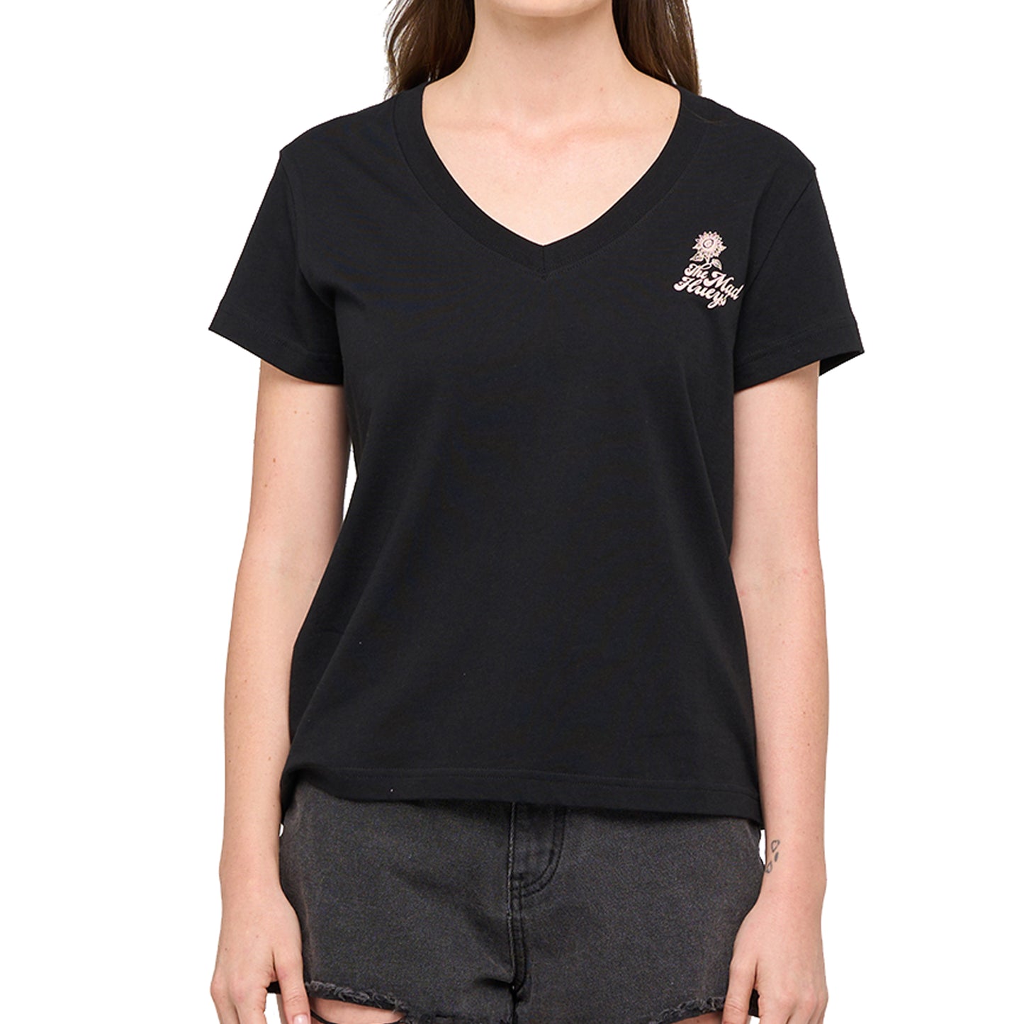 The Mad Hueys Women's Bee Anchor V-neck Tee - Black